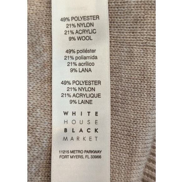 White House Black Market Cape Shawl Wrap OS Beige Cream Stripe Layering Neutral - Picture 11 of 11